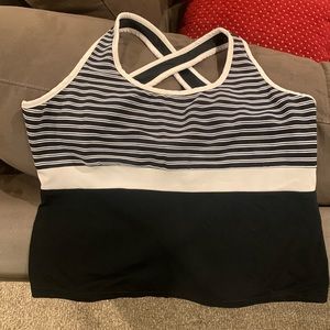 Black and White Cross Back Women’s Top